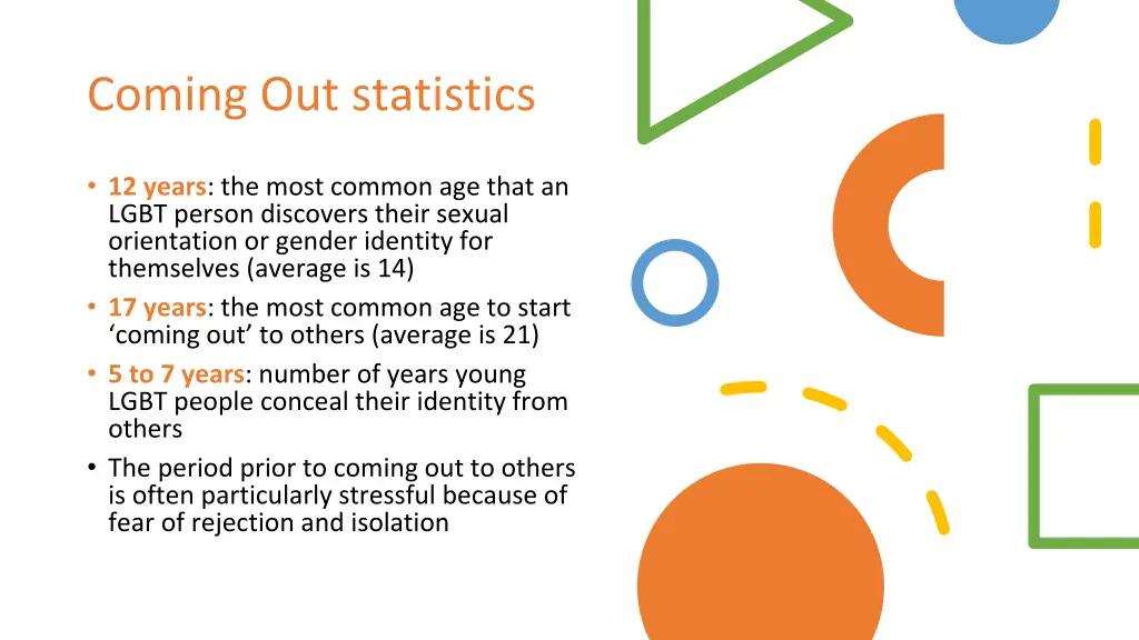 coming out statistics