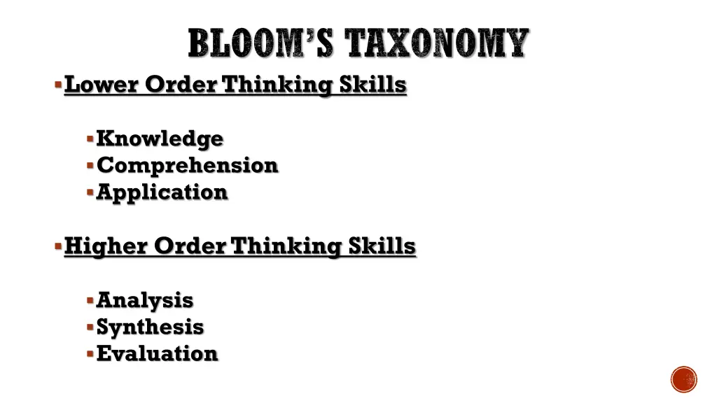 bloom s taxonomy lower order thinking skills