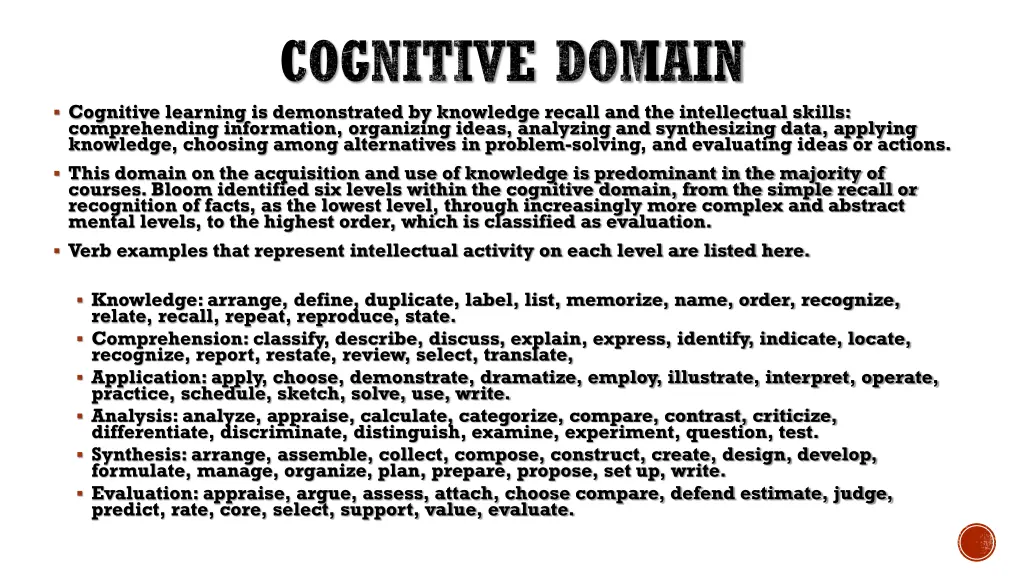 cognitive domain cognitive learning