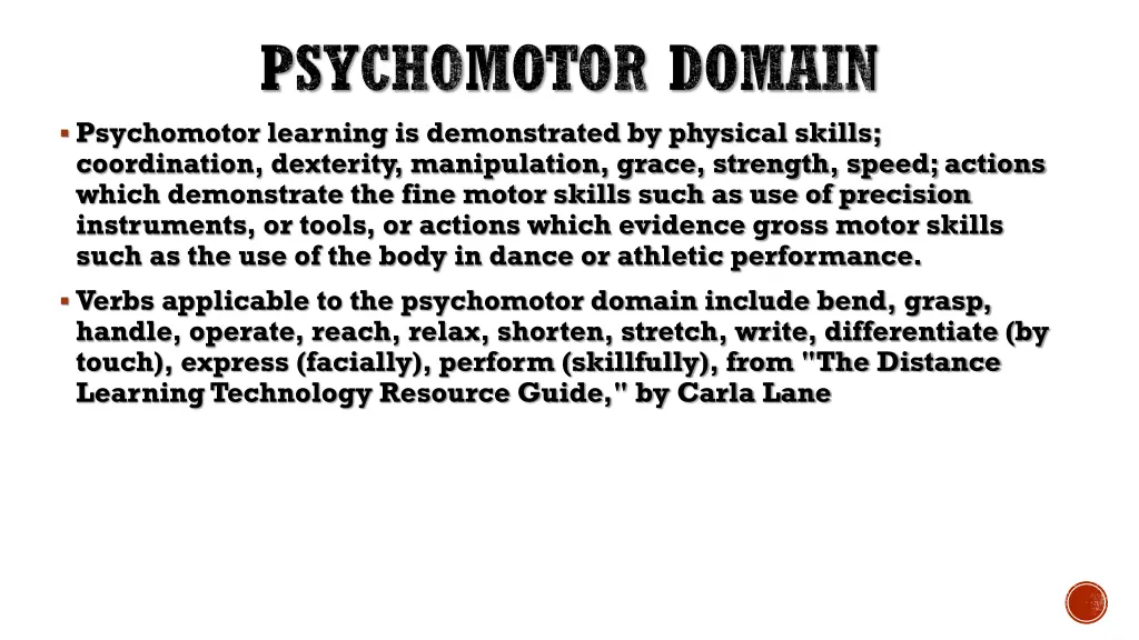 psychomotor domain psychomotor learning