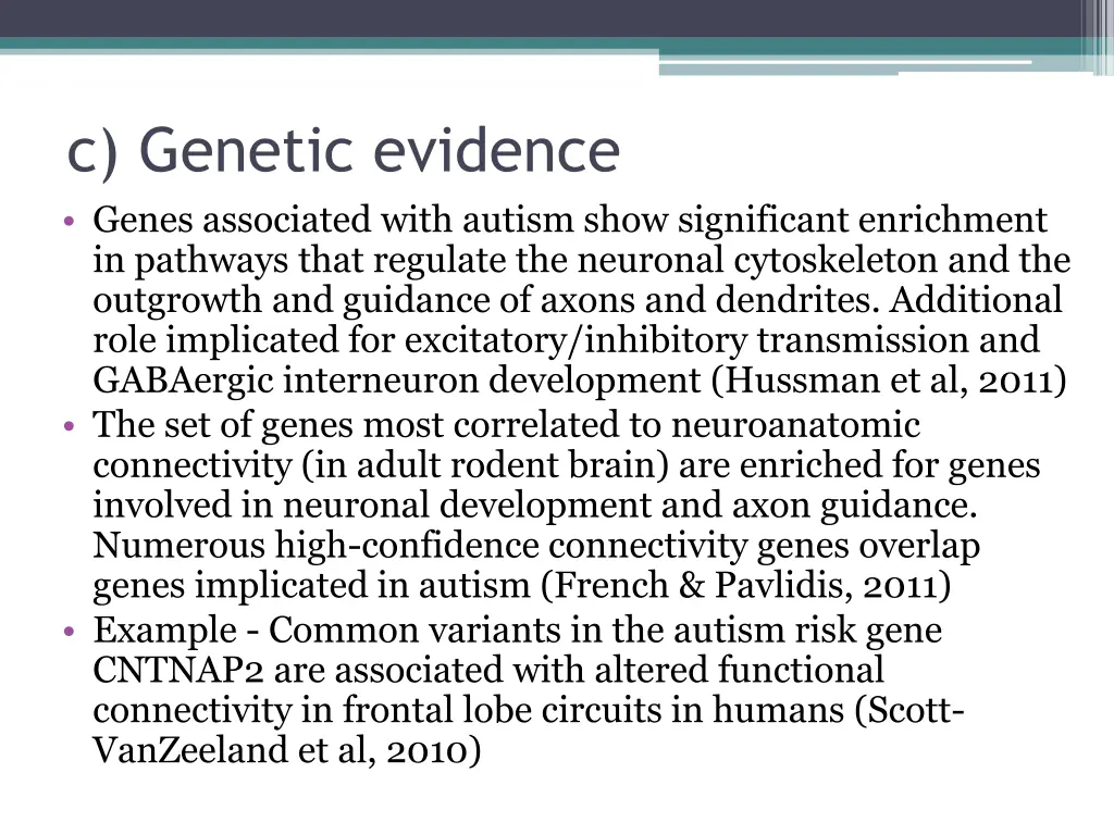 c genetic evidence genes associated with autism