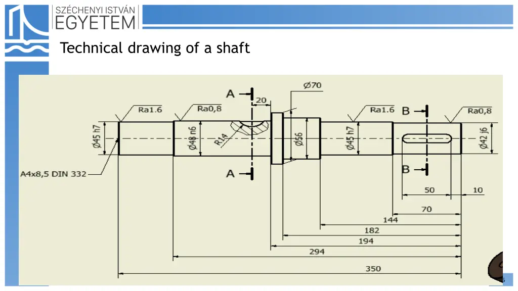 technical drawing of a shaft 1