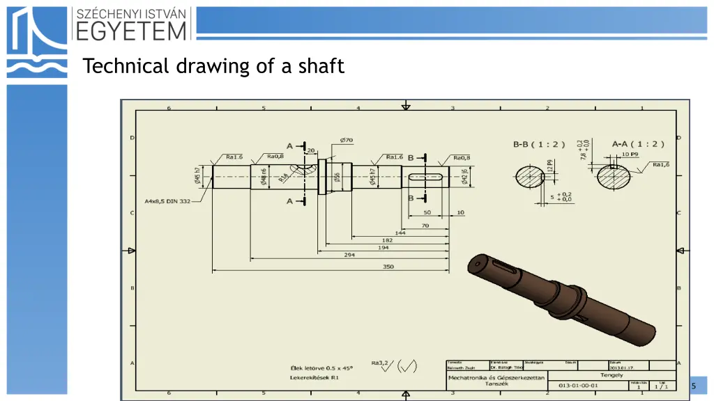 technical drawing of a shaft