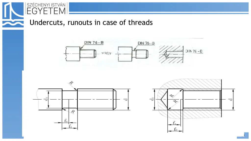 undercuts runouts in case of threads