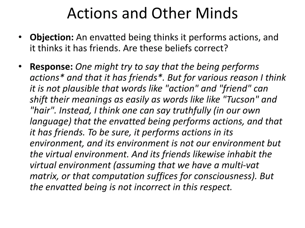 actions and other minds