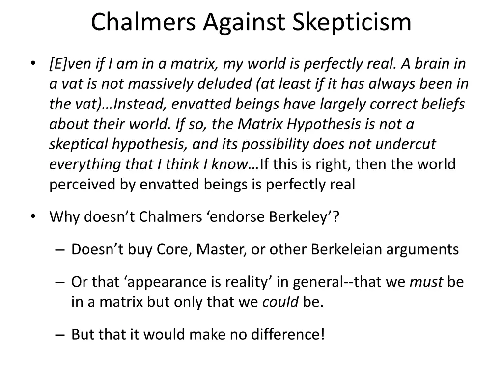 chalmers against skepticism