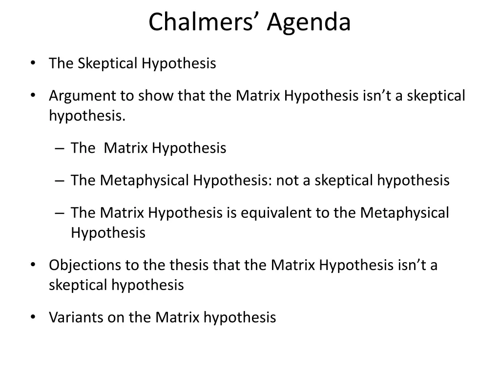 chalmers agenda