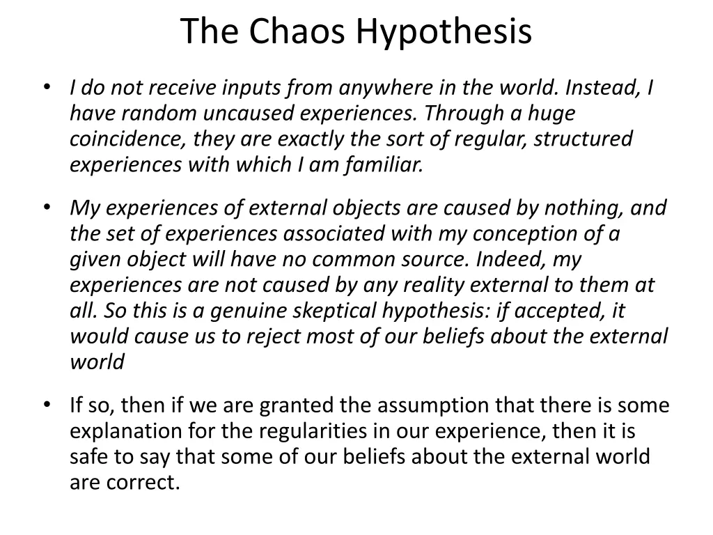 the chaos hypothesis