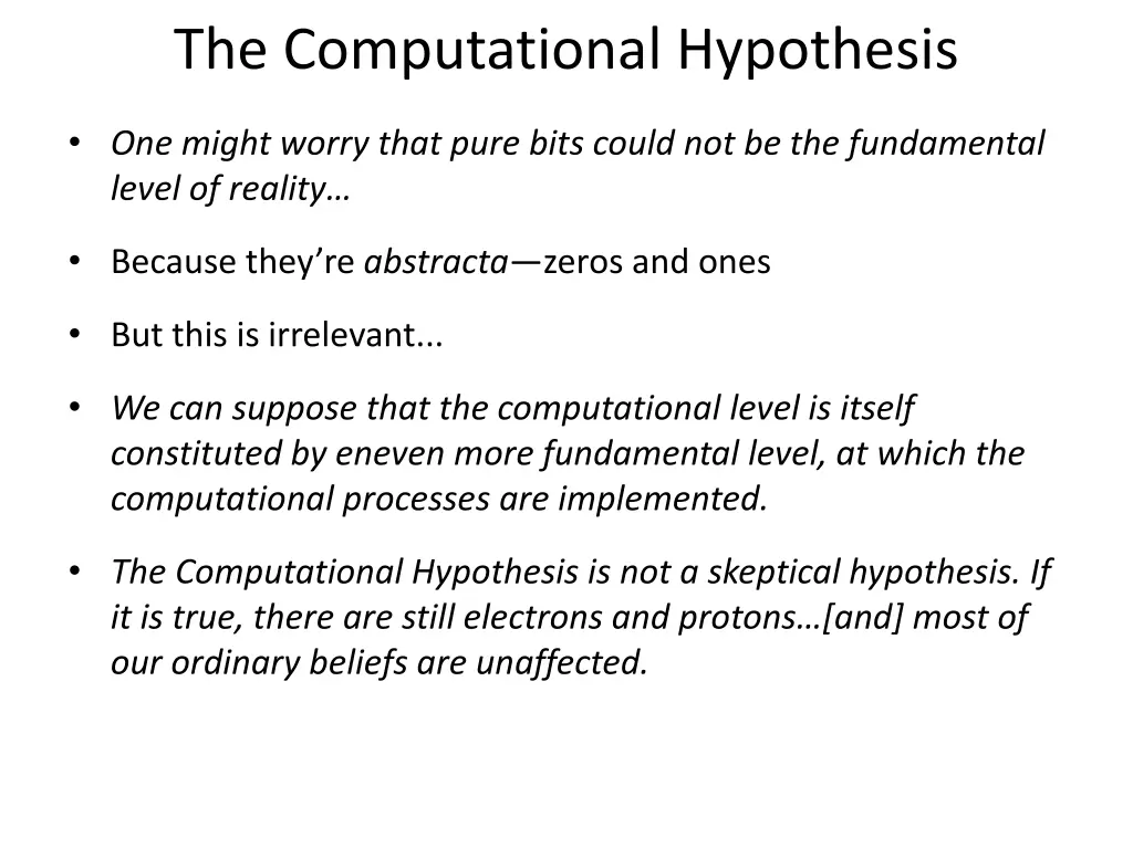 the computational hypothesis 1