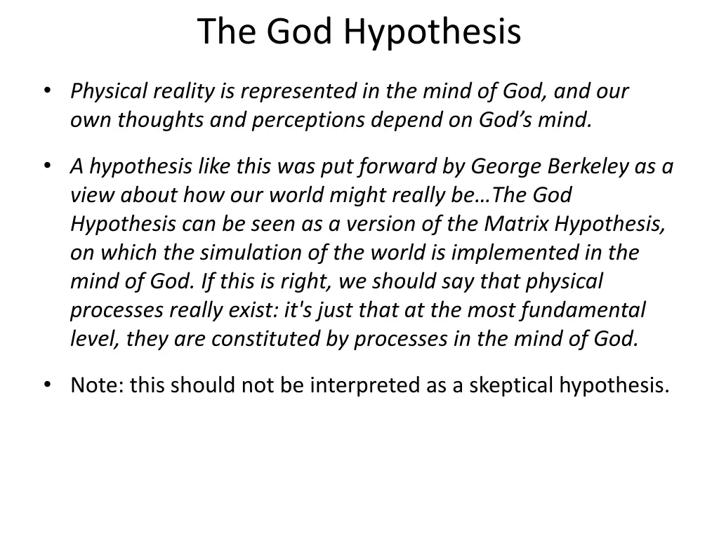 the god hypothesis