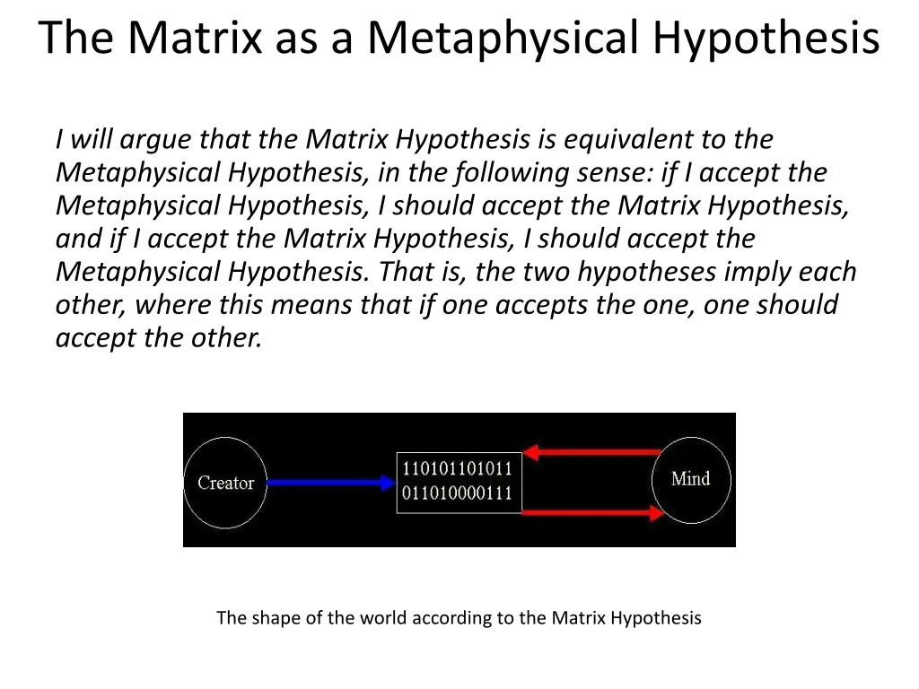 the matrix as a metaphysical hypothesis