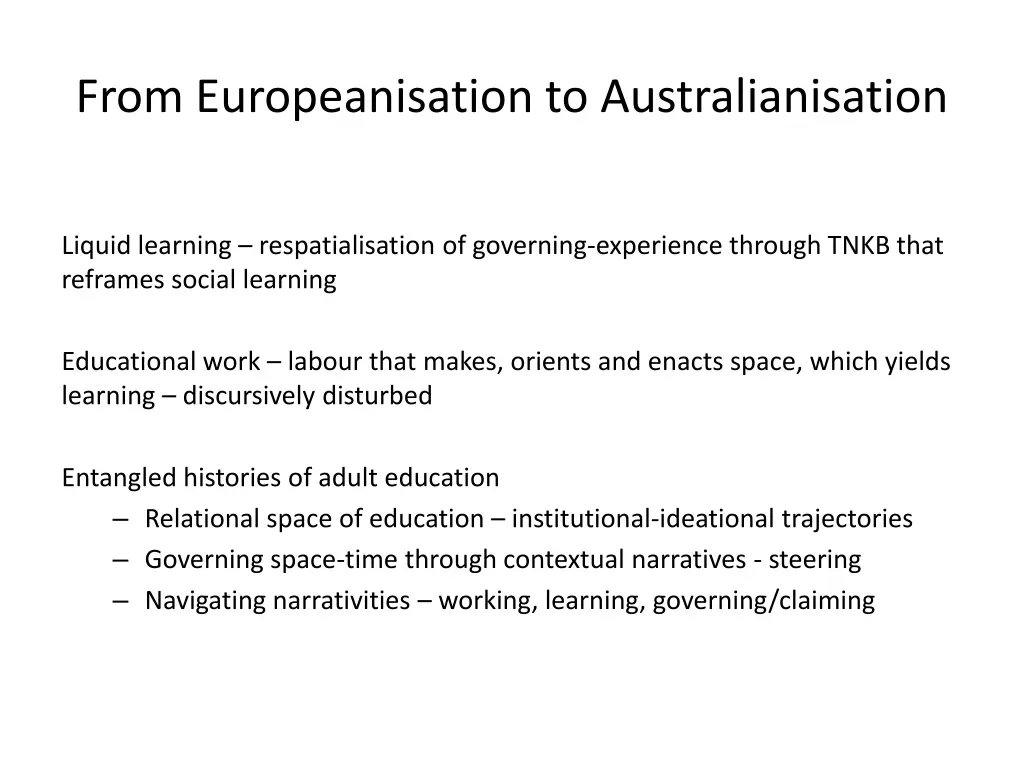 from europeanisation to australianisation