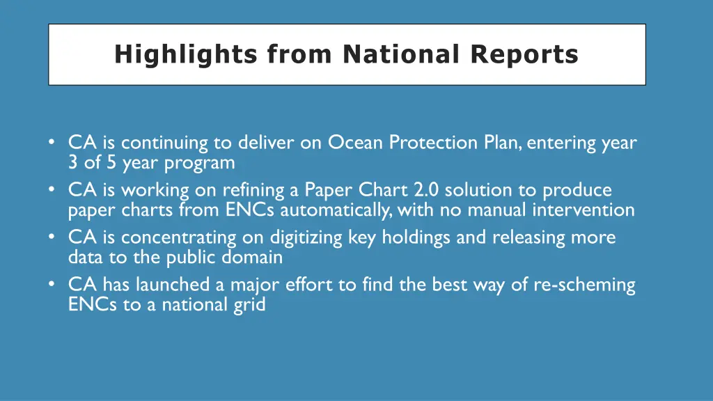 highlights from national reports 1