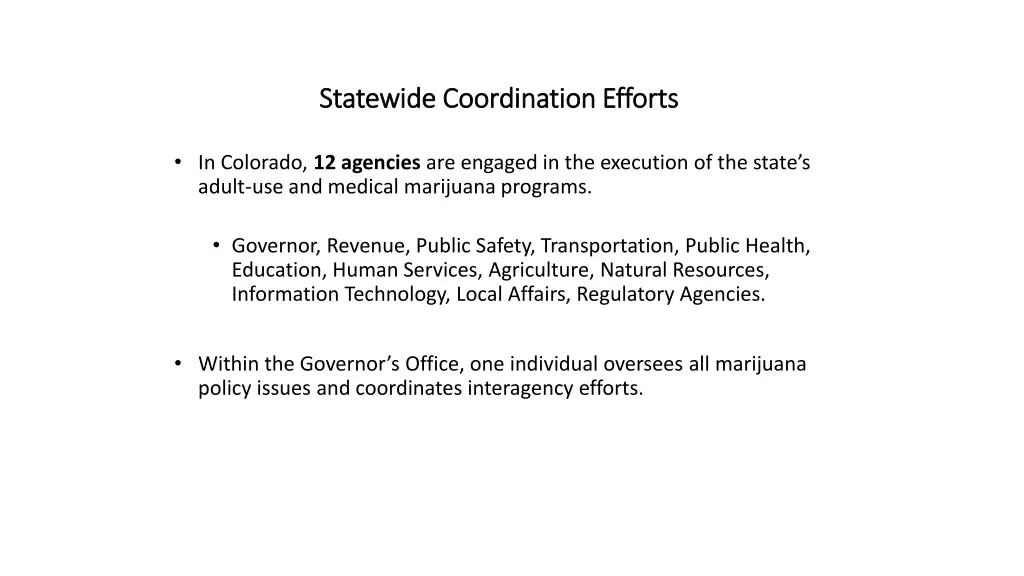 statewide coordination efforts statewide