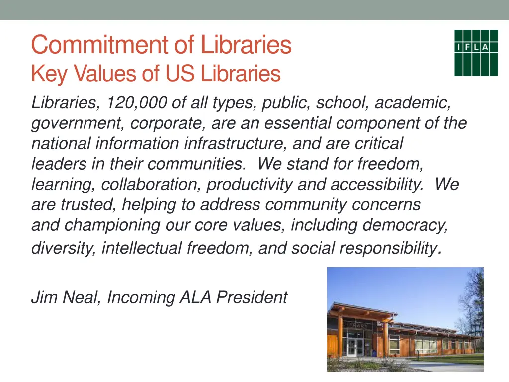 commitment of libraries key values