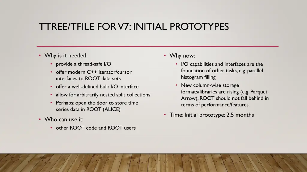 ttree tfile for v7 initial prototypes