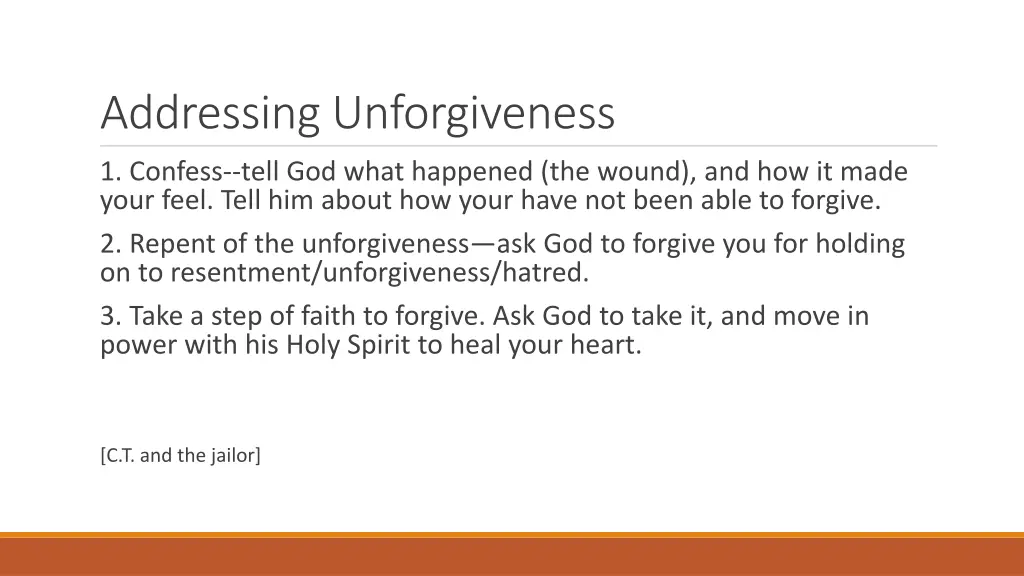 addressing unforgiveness