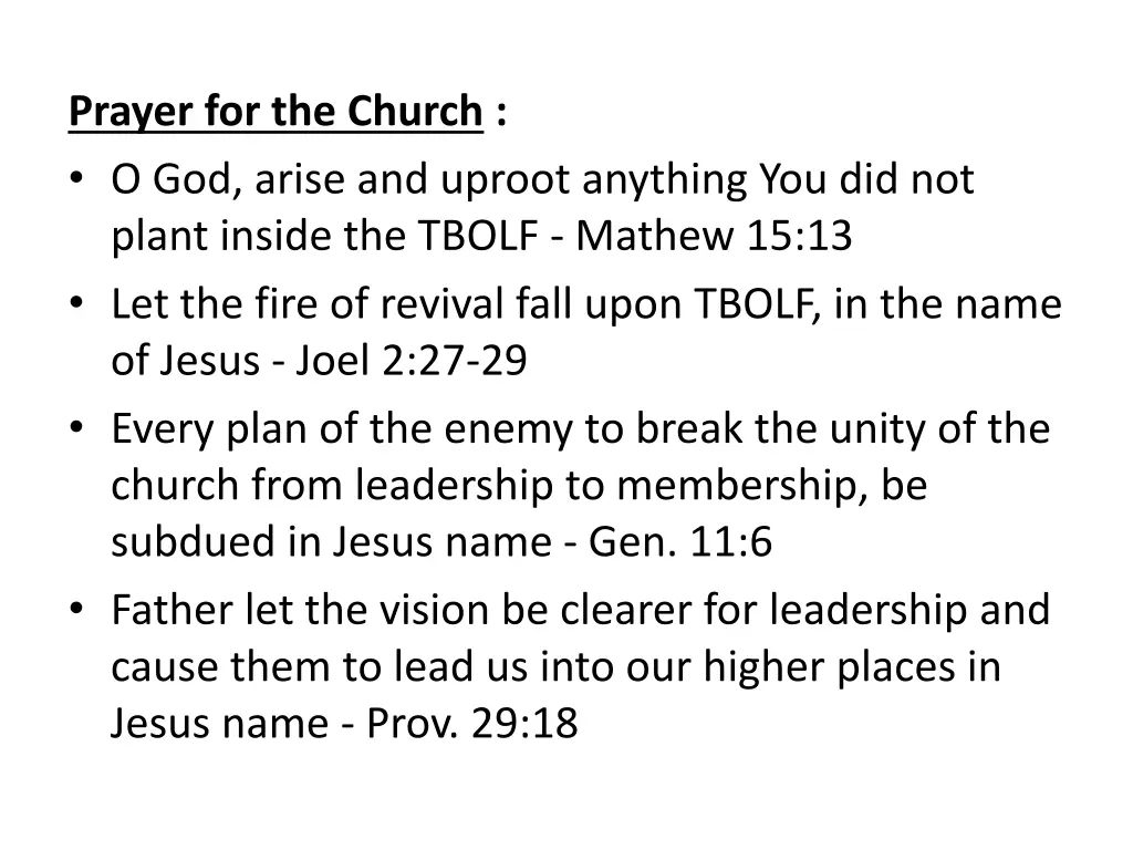 prayer for the church o god arise and uproot