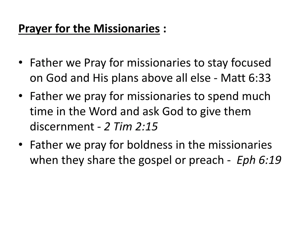 prayer for the missionaries