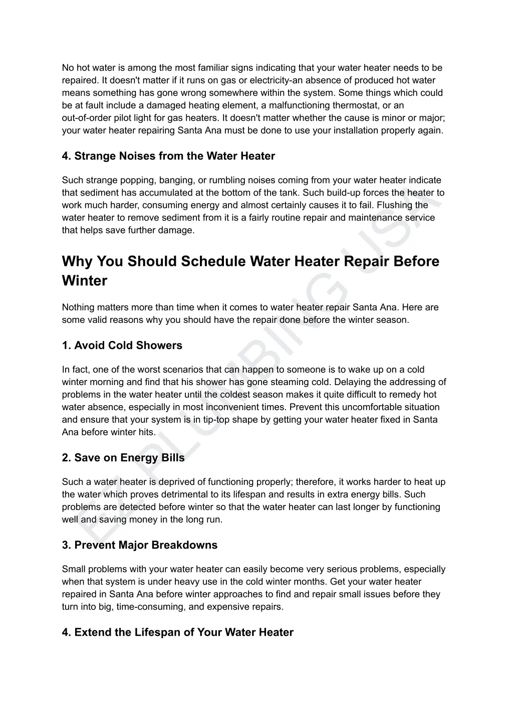 no hot water is among the most familiar signs