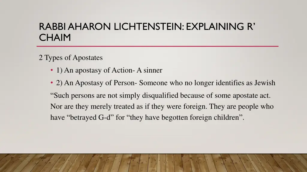 rabbi aharon lichtenstein explaining r chaim