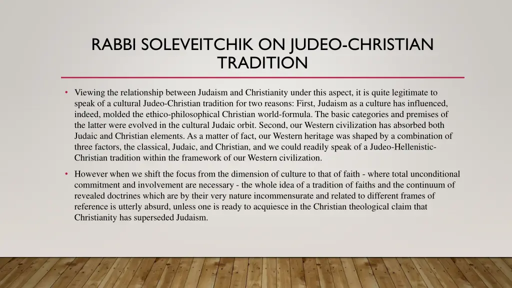 rabbi soleveitchik on judeo christian tradition