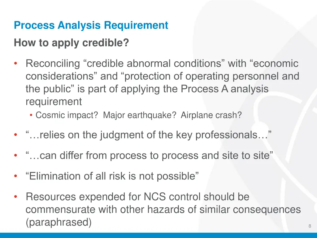 process analysis requirement how to apply credible