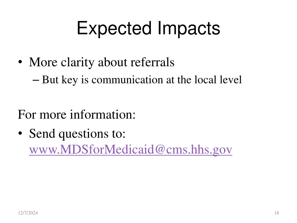 expected impacts 1
