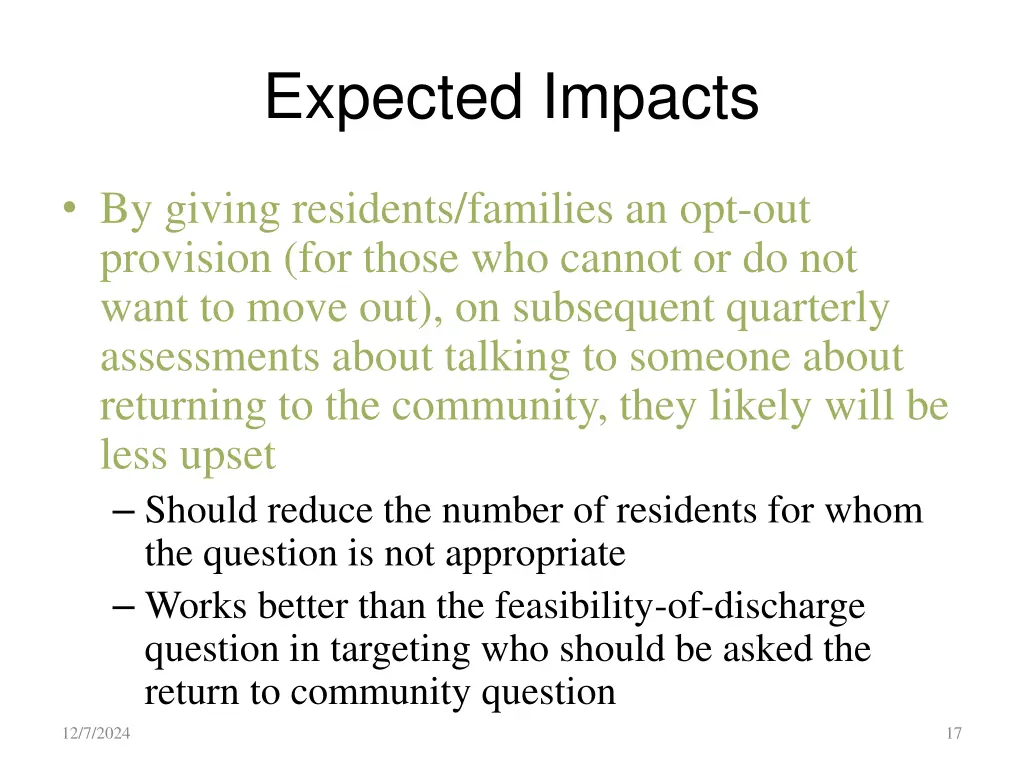 expected impacts