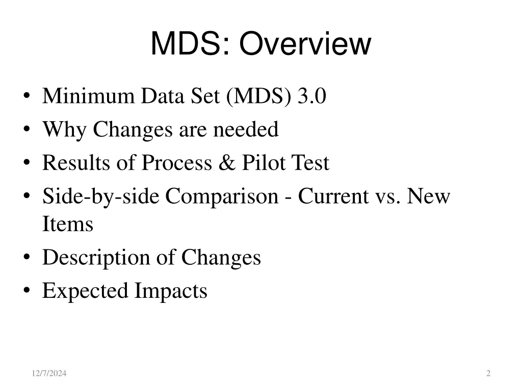 mds overview