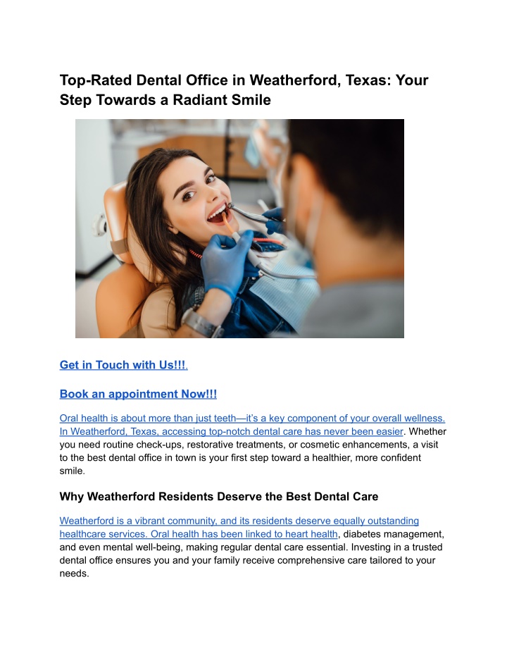 top rated dental office in weatherford texas your