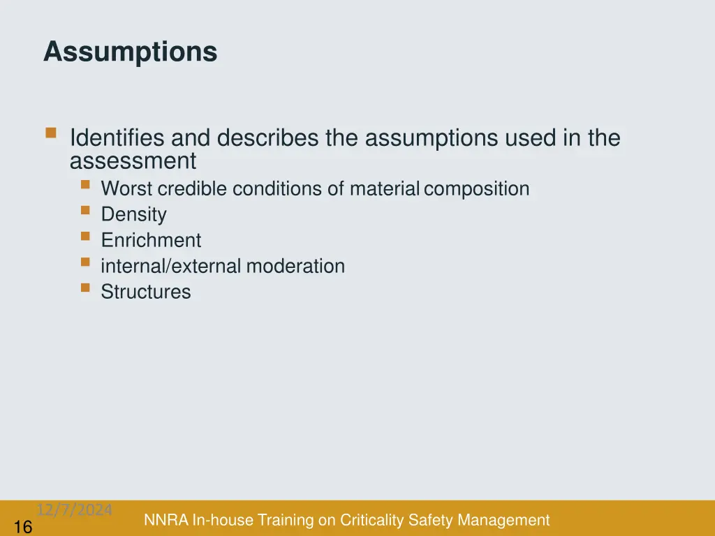 assumptions