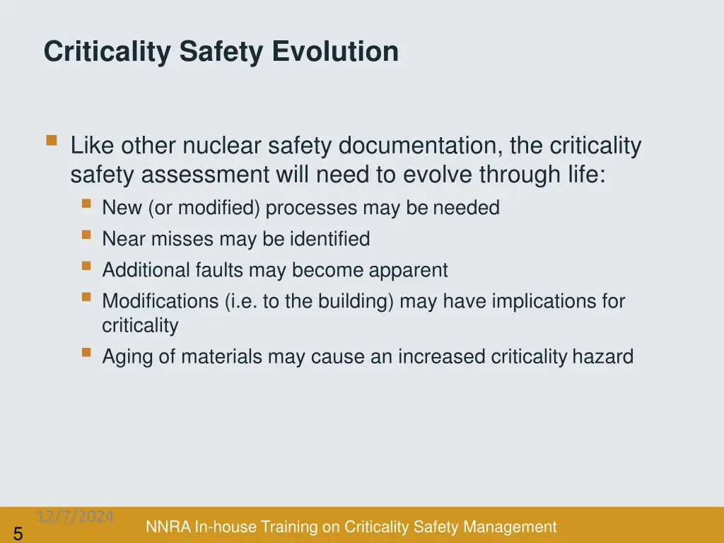 criticality safety evolution