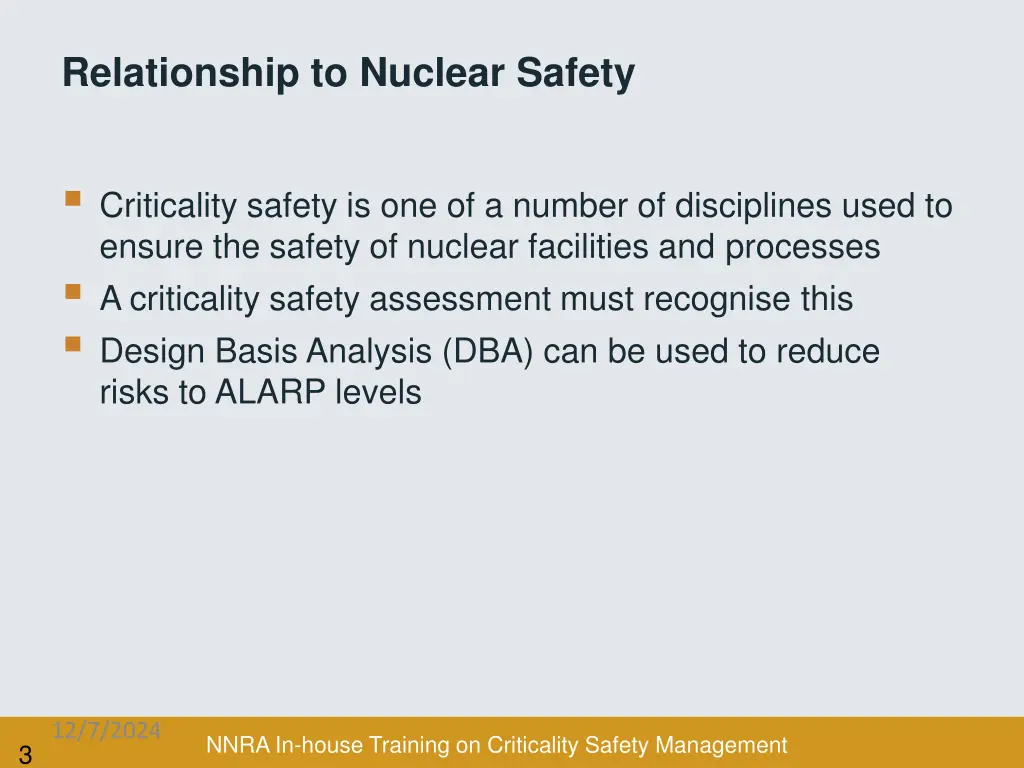 relationship to nuclear safety