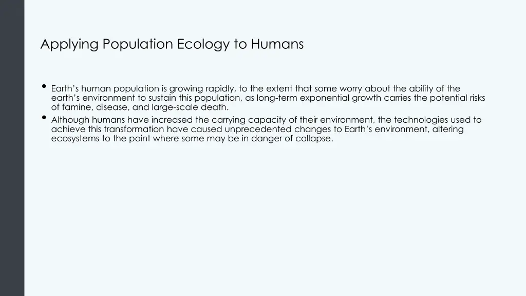 applying population ecology to humans