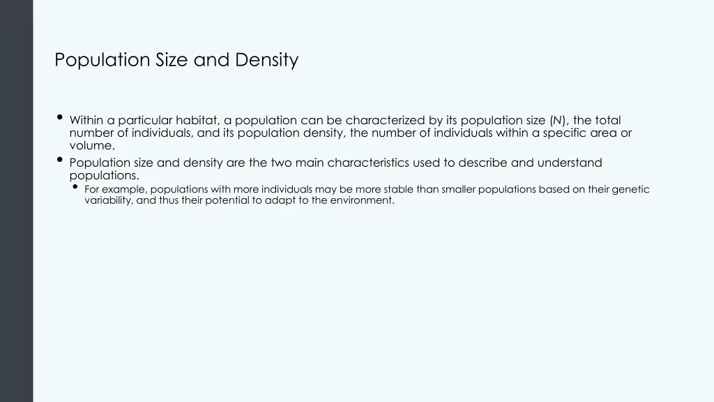 population size and density