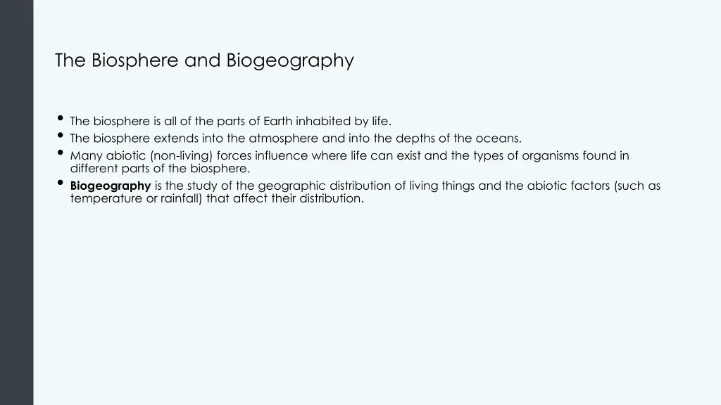 the biosphere and biogeography