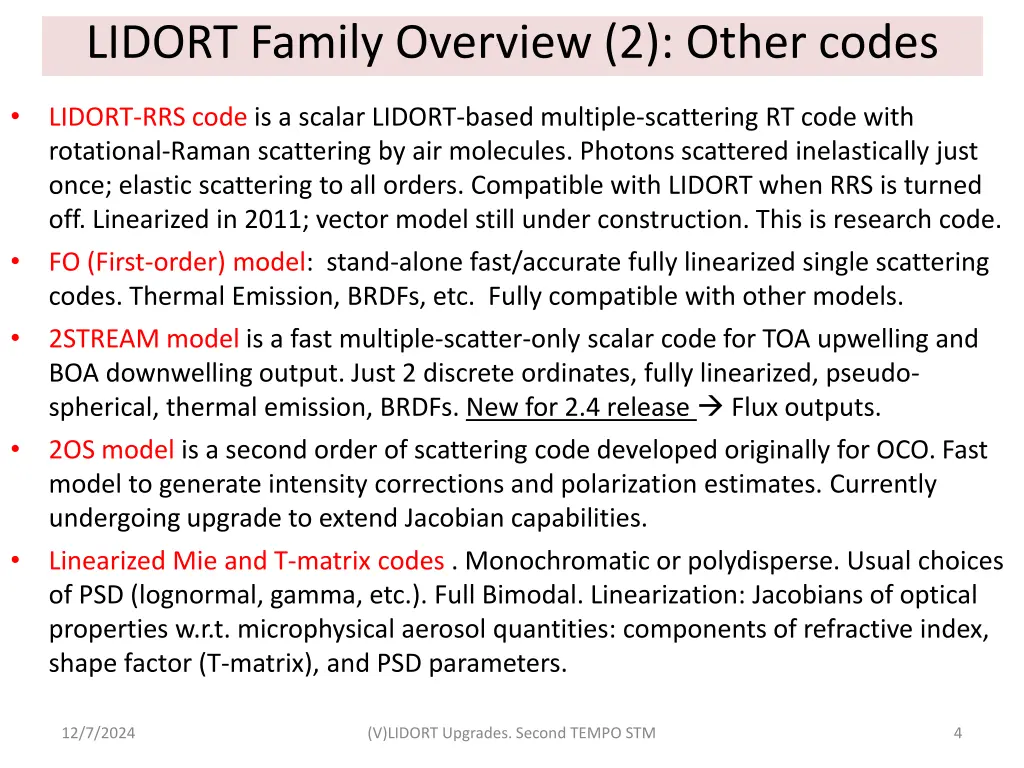 lidort family overview 2 other codes