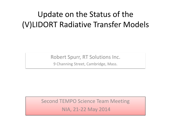 update on the status of the v lidort radiative