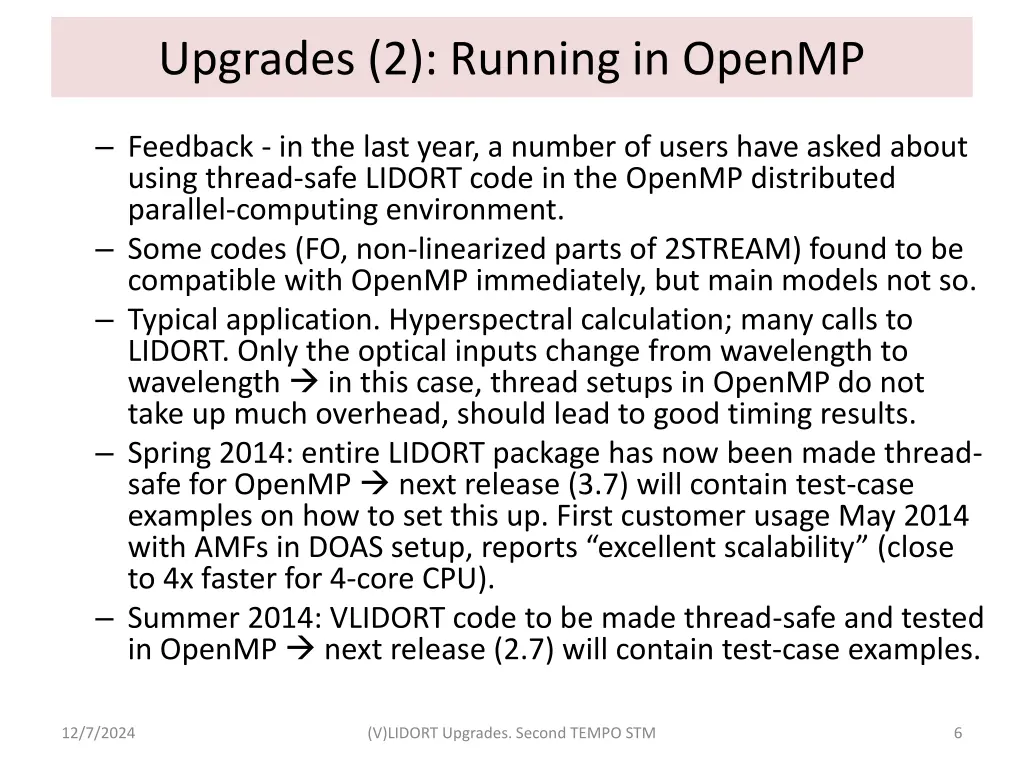 upgrades 2 running in openmp