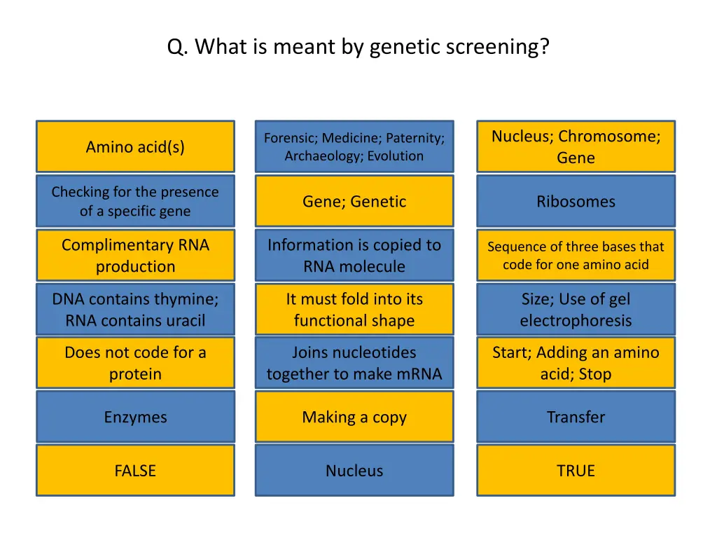 q what is meant by genetic screening