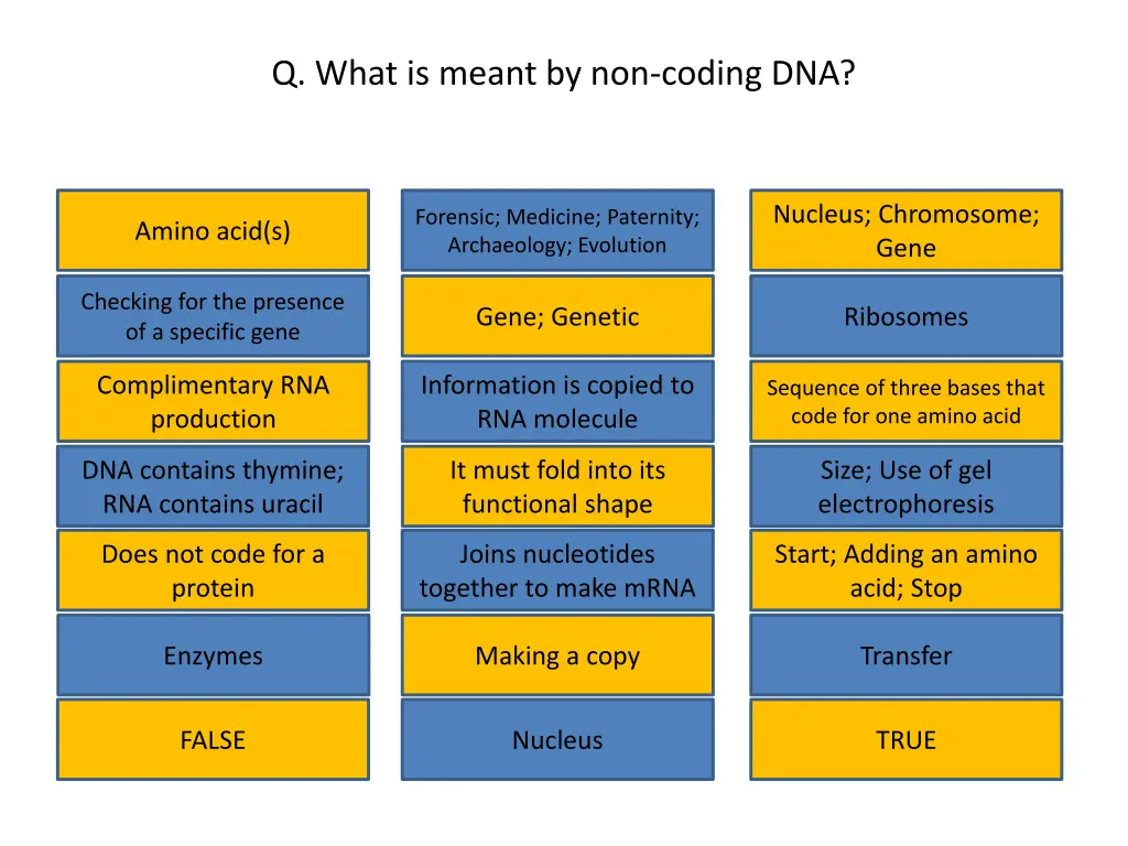 q what is meant by non coding dna