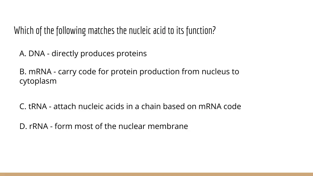 which of the following matches the nucleic acid