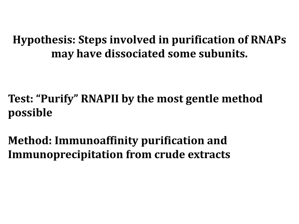 hypothesis steps involved in purification