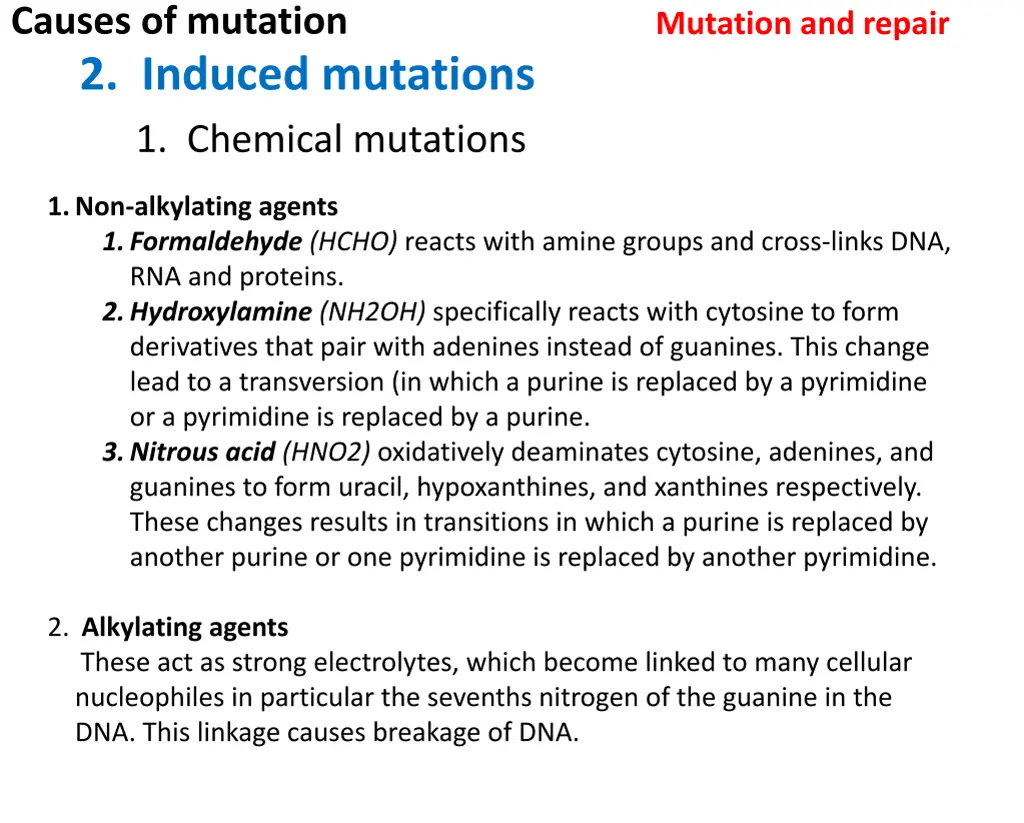 causes of mutation 2 induced mutations 1 chemical