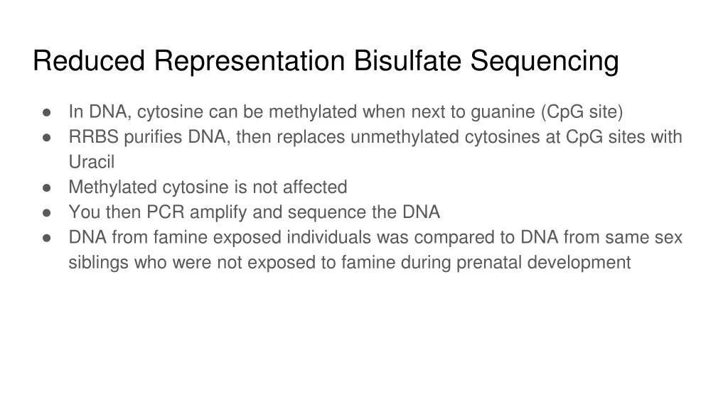 reduced representation bisulfate sequencing