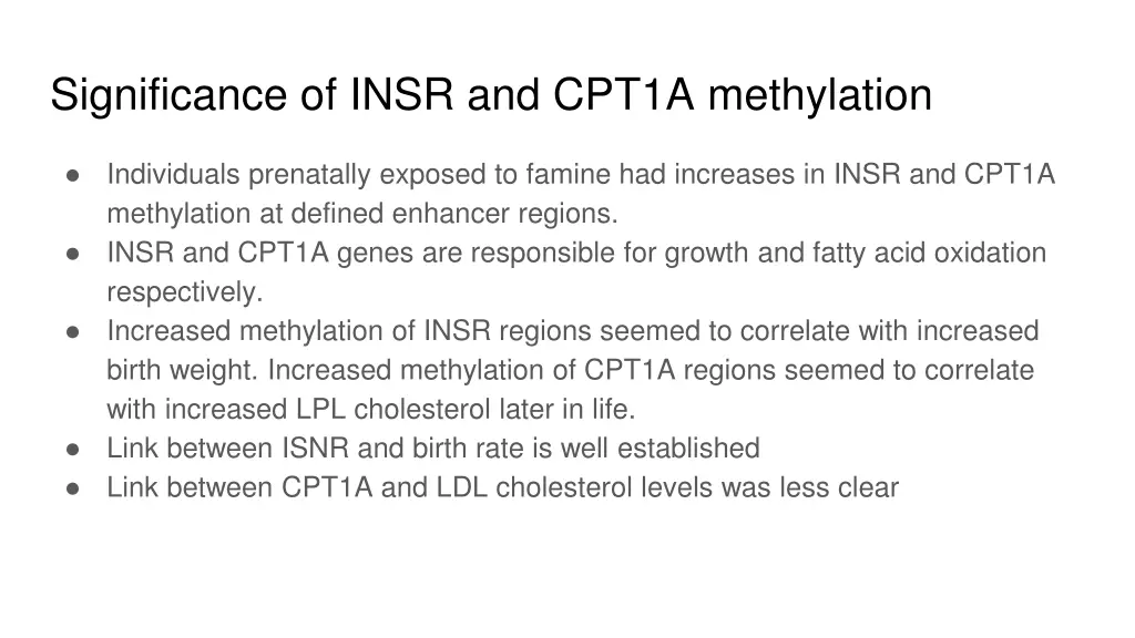 significance of insr and cpt1a methylation