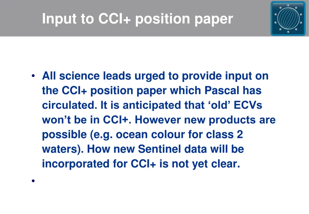 input to cci position paper