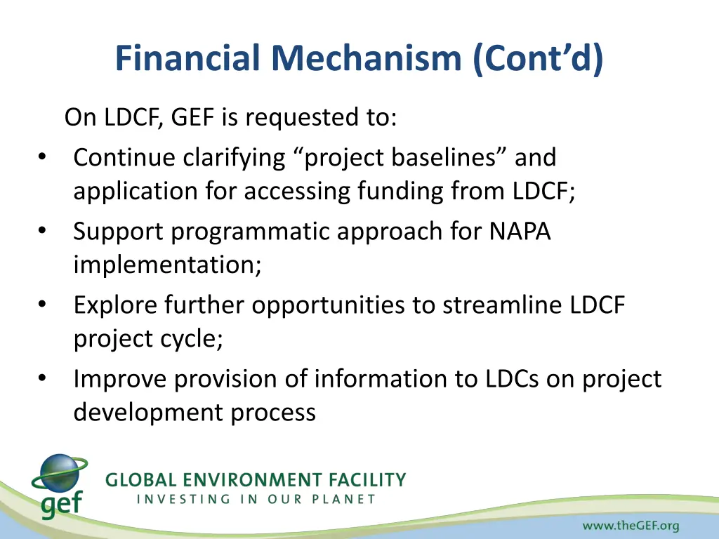 financial mechanism cont d