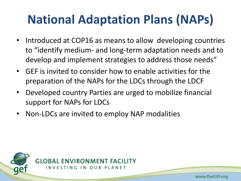 national adaptation plans naps